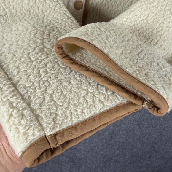 J Crew Vintage Fleece Polartec Jacket Snap Button Cream Brown Womens Small #2217 - Picture 5 of 10